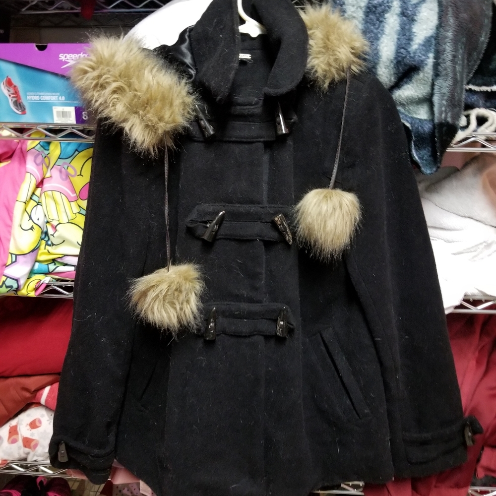 Kismet Wool Coat with Fur Hood L
